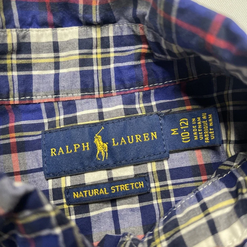 Ralph Lauren Boys M 10-12 Blue‎ Plaid Long Sleeve Button Down Shirt